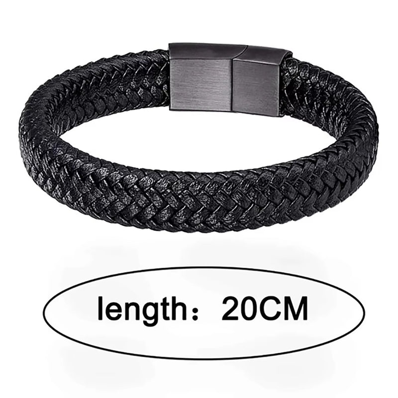 Pulseira magnética de couro preto PU masculino maduro e estável e elegante dando homens o melhor presente para homens