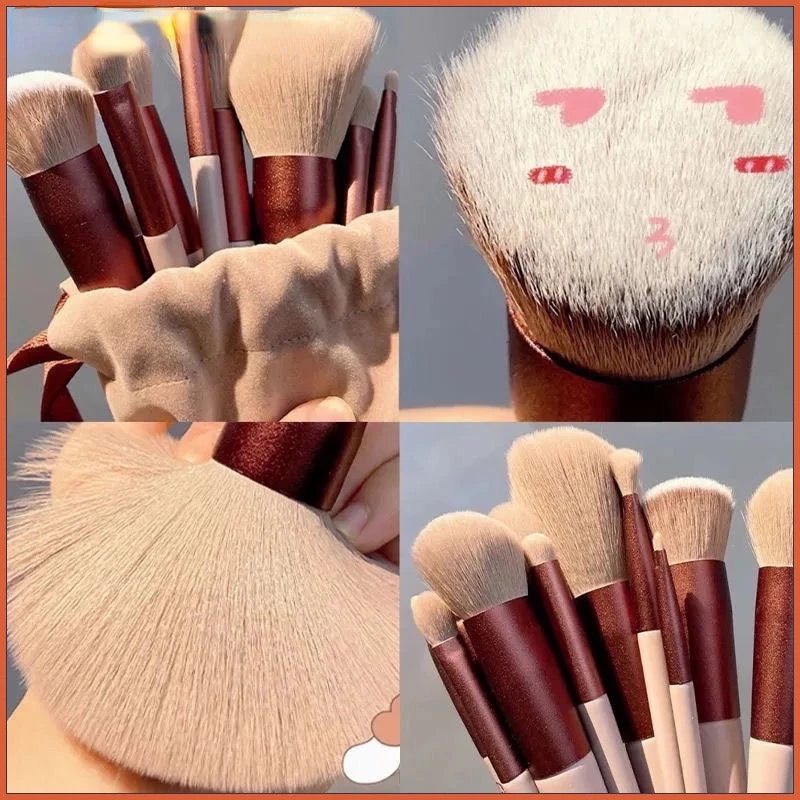 Kit 13 Pcs Pincéis De Maquiagem Profissionais Kabuki Contour